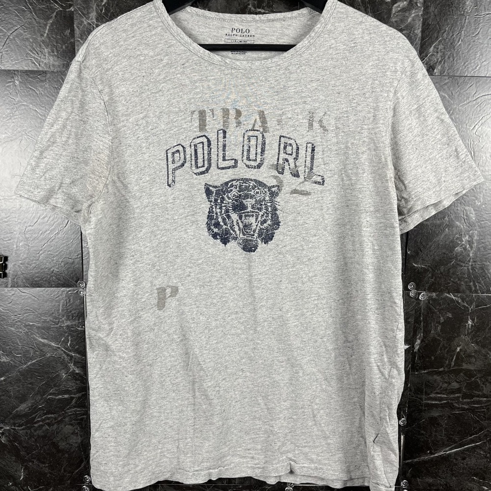 Polo Ralph Lauren Men's Grey Vtg Tiger Slim Shirt Large